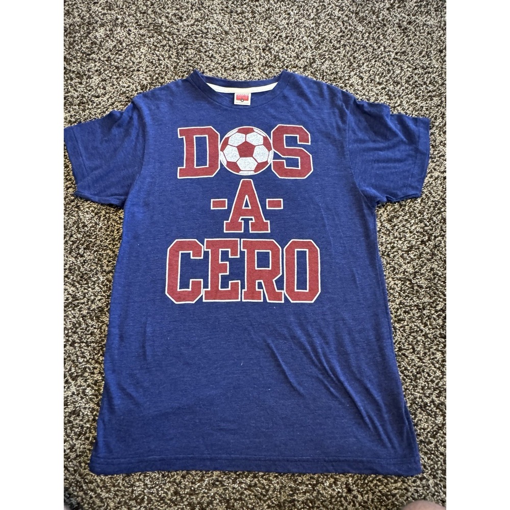 HOMAGE USMNT Soccer T Shirt Mens Dos A Cero USA vs Mexico Blue Tri Blend